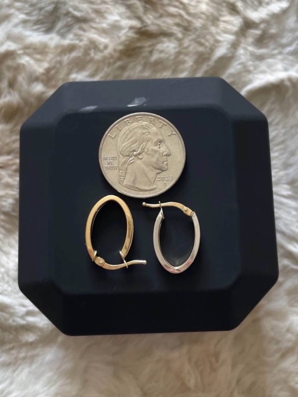 Two-Tone 18K Italian GoldOval Hoop Earrings